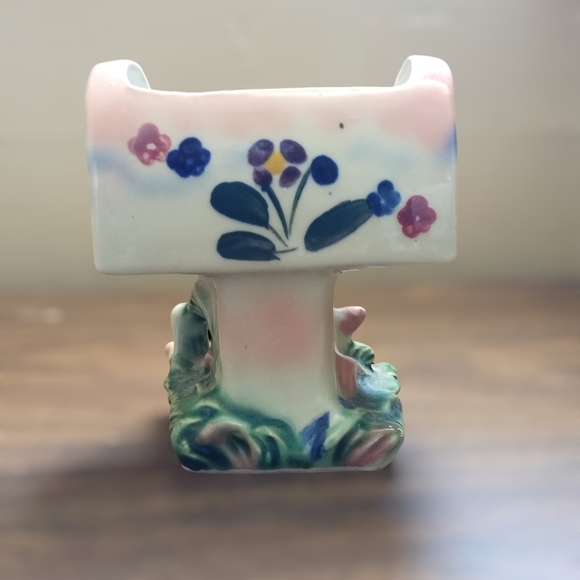 VINTAGE 1950’s HAND PAINTED CUTE CERAMIC DEER FAWN MAILBOX PLANTER JAPAN KAWAII - Picture 2 of 13